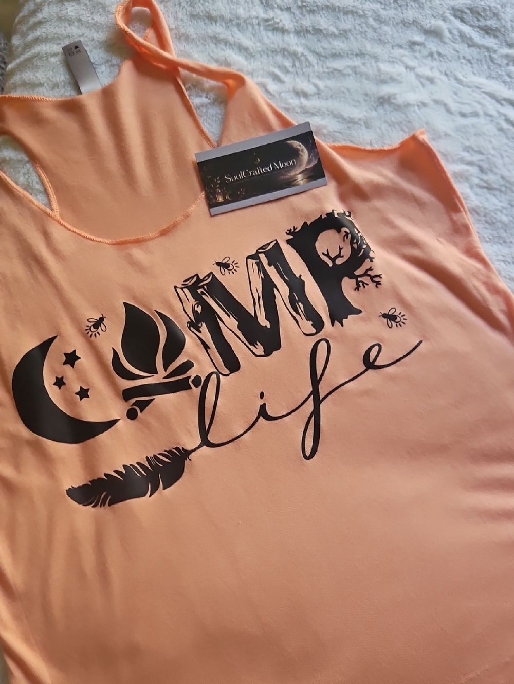 Next Level Apparel Peach Graphic 'Camp Life' Racerback Tank